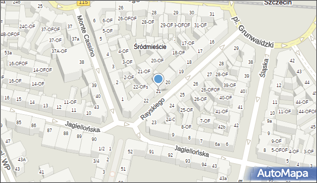 Szczecin, Rayskiego Ludomiła, gen., 21, mapa Szczecina