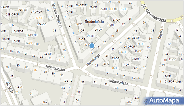Szczecin, Rayskiego Ludomiła, gen., 22, mapa Szczecina