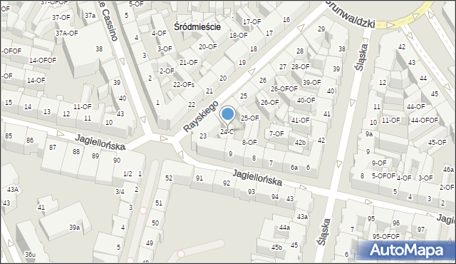 Szczecin, Rayskiego Ludomiła, gen., 24-OF, mapa Szczecina