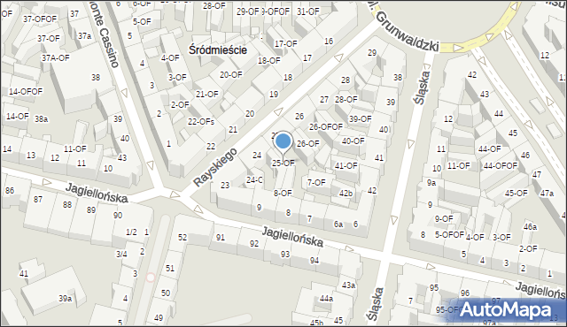 Szczecin, Rayskiego Ludomiła, gen., 25-OF, mapa Szczecina