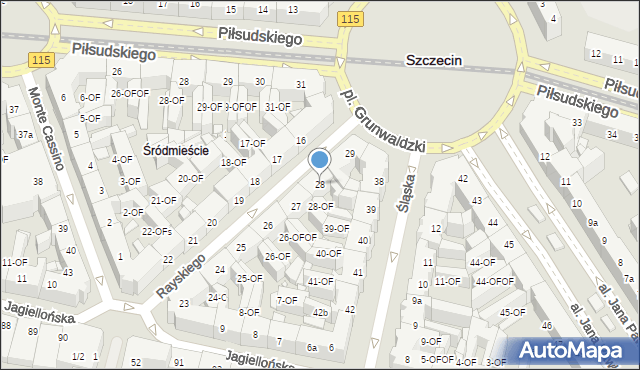 Szczecin, Rayskiego Ludomiła, gen., 28, mapa Szczecina