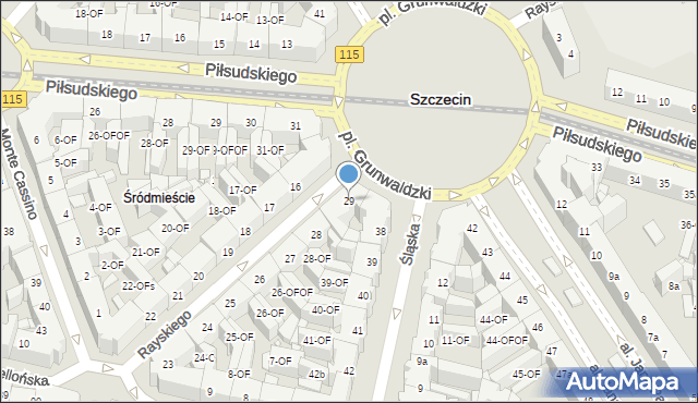 Szczecin, Rayskiego Ludomiła, gen., 29, mapa Szczecina