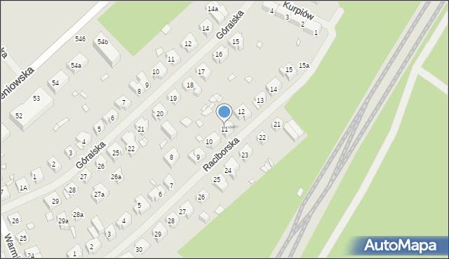 Szczecin, Raciborska, 11, mapa Szczecina