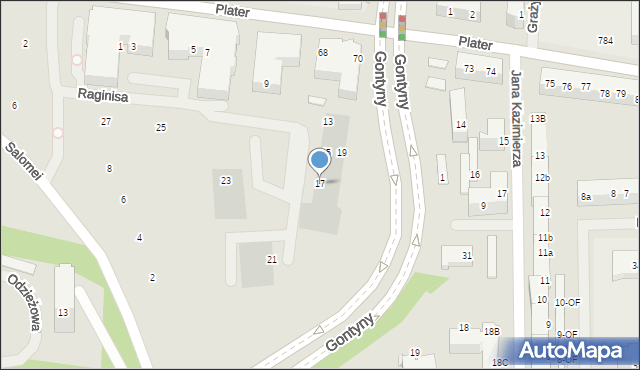 Szczecin, Raginisa Władysława, mjr., 17, mapa Szczecina