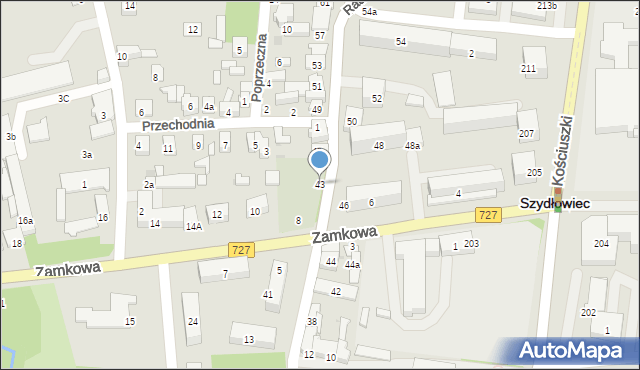 Szydłowiec, Radomska, 43, mapa Szydłowiec