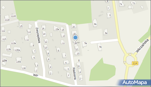 Tanowo, Radosna, 14, mapa Tanowo