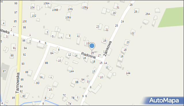 Tarnowiec, Radosna, 15, mapa Tarnowiec