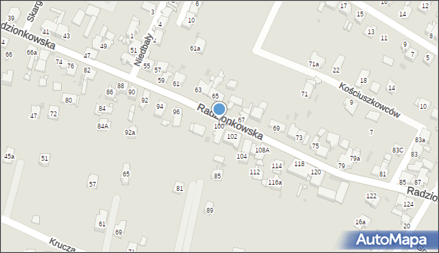 Tarnowskie Góry, Radzionkowska, 100, mapa Tarnowskie Góry