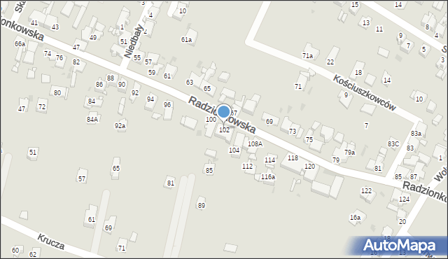 Tarnowskie Góry, Radzionkowska, 102, mapa Tarnowskie Góry