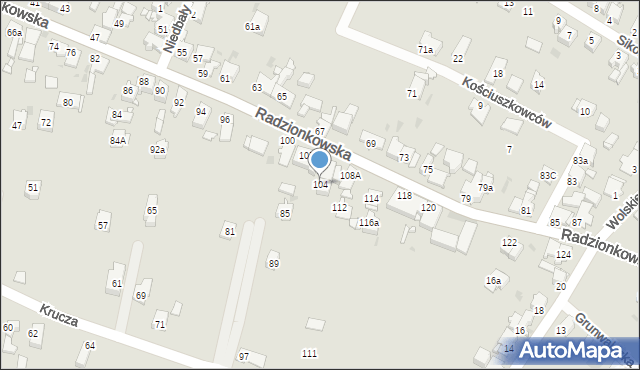 Tarnowskie Góry, Radzionkowska, 104, mapa Tarnowskie Góry
