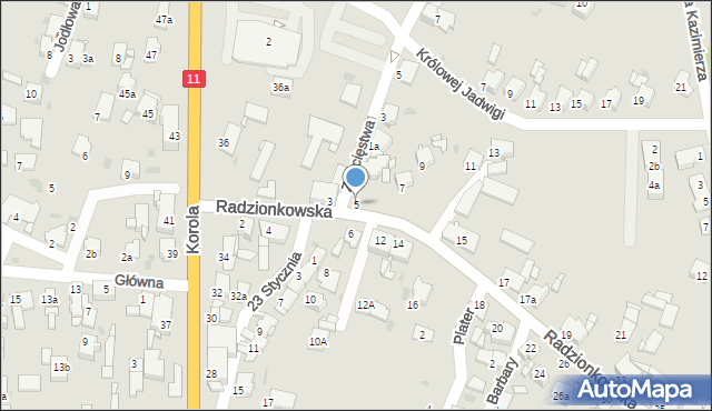 Tarnowskie Góry, Radzionkowska, 5, mapa Tarnowskie Góry