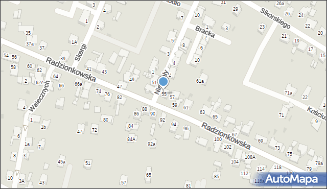 Tarnowskie Góry, Radzionkowska, 55, mapa Tarnowskie Góry