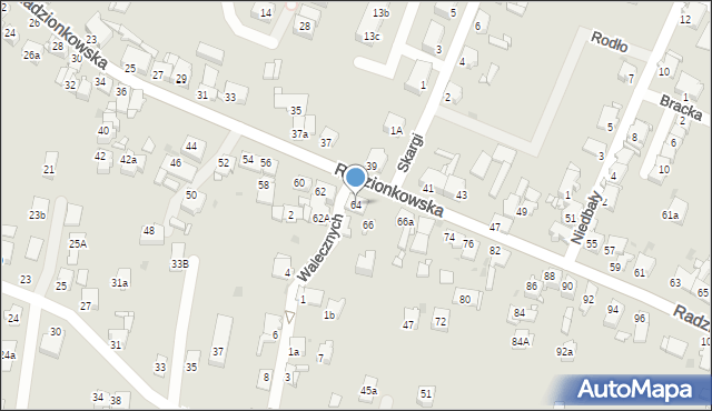 Tarnowskie Góry, Radzionkowska, 64, mapa Tarnowskie Góry