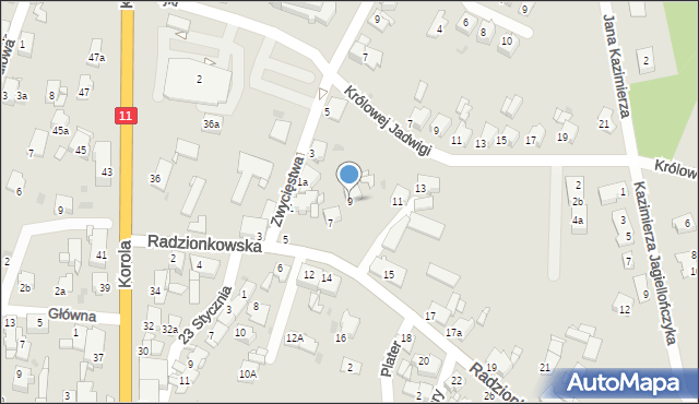 Tarnowskie Góry, Radzionkowska, 9, mapa Tarnowskie Góry