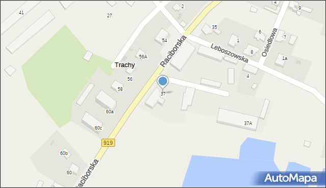 Trachy, Raciborska, 37, mapa Trachy