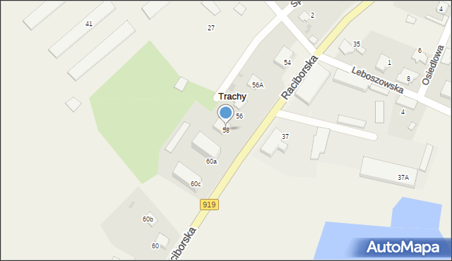Trachy, Raciborska, 58, mapa Trachy