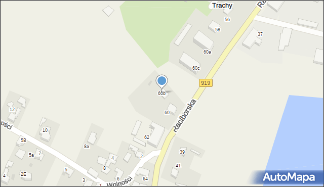 Trachy, Raciborska, 60b, mapa Trachy