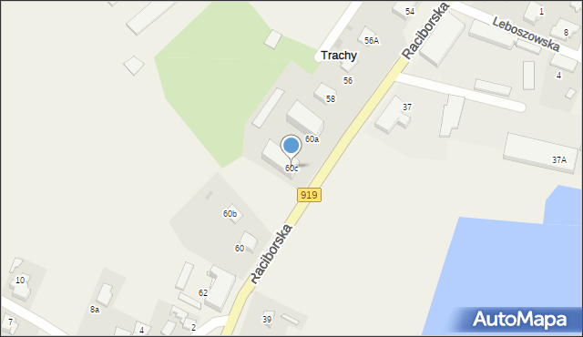 Trachy, Raciborska, 60c, mapa Trachy