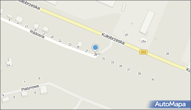 Trzebiatów, Radosna, 29, mapa Trzebiatów