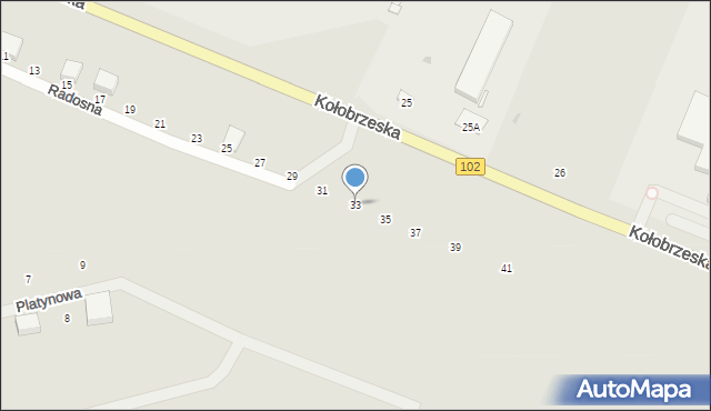 Trzebiatów, Radosna, 33, mapa Trzebiatów