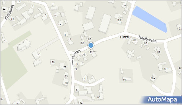 Turze, Raciborska, 81, mapa Turze