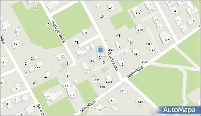 Warszawa, Raciborska, 5A, mapa Warszawy