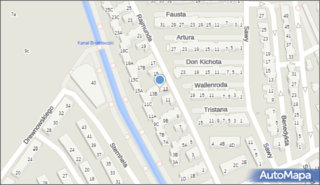 Warszawa, Rajmunda, 13A, mapa Warszawy