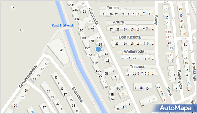 Warszawa, Rajmunda, 13B, mapa Warszawy