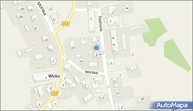 Wicko, Radosna, 6, mapa Wicko