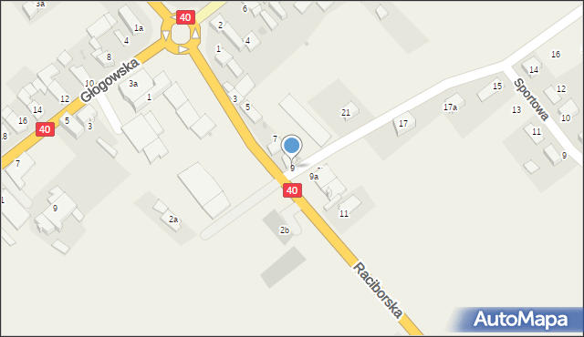 Większyce, Raciborska, 9, mapa Większyce