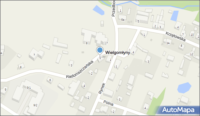 Wielgomłyny, Radomszczańska, 1, mapa Wielgomłyny