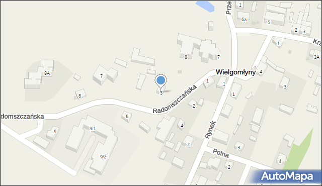 Wielgomłyny, Radomszczańska, 3, mapa Wielgomłyny