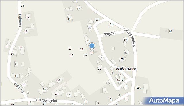 Wilczkowice, Rączki, 13, mapa Wilczkowice