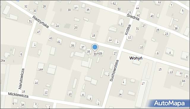 Wohyń, Radzyńska, 33, mapa Wohyń