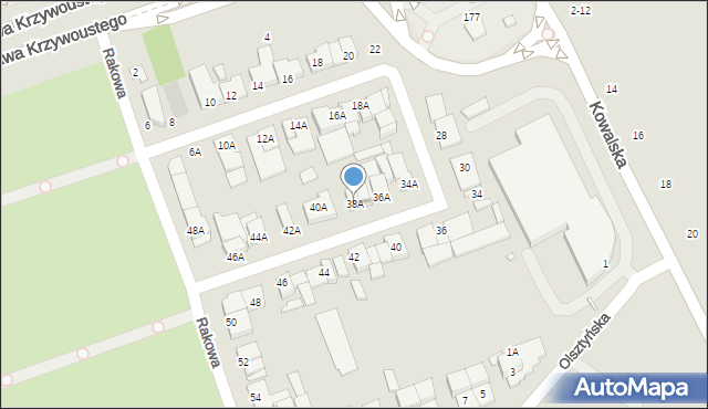 Wrocław, Rakowa, 38A, mapa Wrocławia