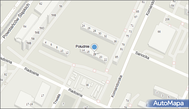 Wrocław, Radosna, 18, mapa Wrocławia