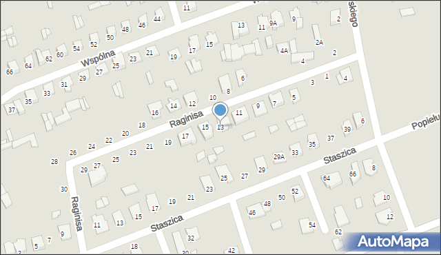 Wysokie Mazowieckie, Raginisa Władysława, mjr., 13, mapa Wysokie Mazowieckie