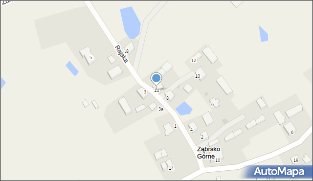 Ząbrsko Górne, Rajska, 14, mapa Ząbrsko Górne