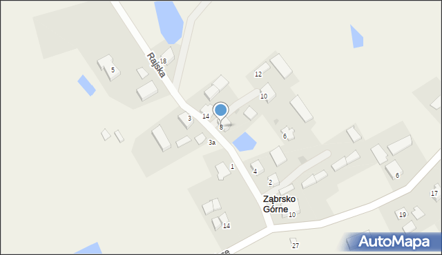 Ząbrsko Górne, Rajska, 8, mapa Ząbrsko Górne