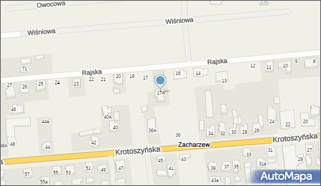 Zacharzew, Rajska, 17A, mapa Zacharzew