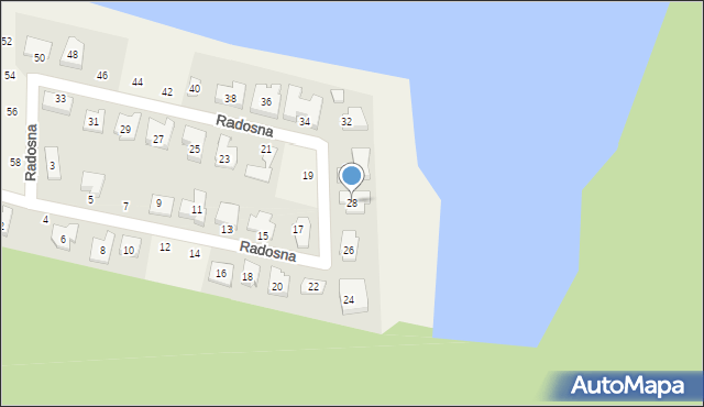 Zakrzewo, Radosna, 28, mapa Zakrzewo