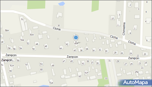 Żanęcin, Rajska, 40A, mapa Żanęcin