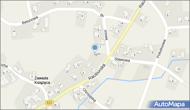 Zawada Książęca, Raciborska, 7a, mapa Zawada Książęca