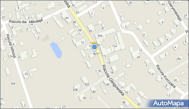 Zielona Góra, Racula-Głogowska, 76, mapa Zielona Góra