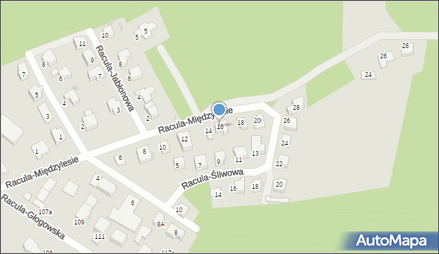 Zielona Góra, Racula-Międzylesie, 16, mapa Zielona Góra
