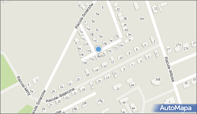 Zielona Góra, Racula-Solarzów Zofii i Ignacego, 7M, mapa Zielona Góra