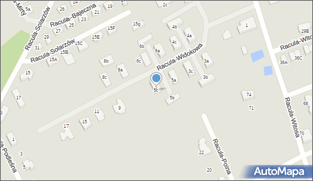 Zielona Góra, Racula-Widokowa, 5c, mapa Zielona Góra