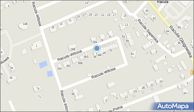 Zielona Góra, Racula-Witosa Wincentego, 40, mapa Zielona Góra
