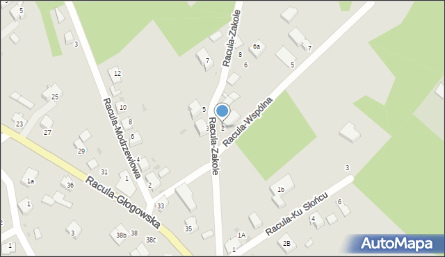 Zielona Góra, Racula-Zakole, 2, mapa Zielona Góra