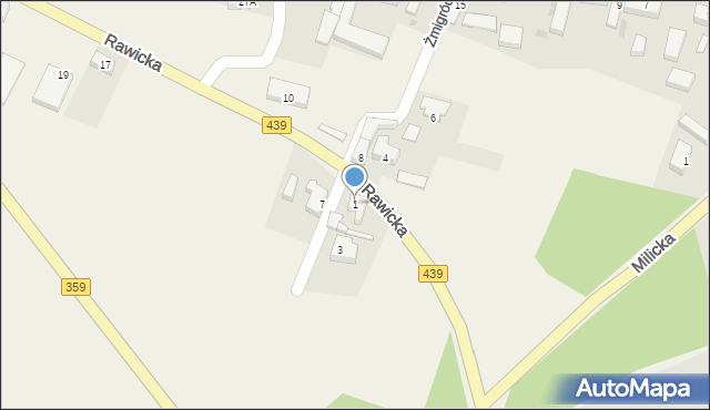 Żmigródek, Rawicka, 1, mapa Żmigródek